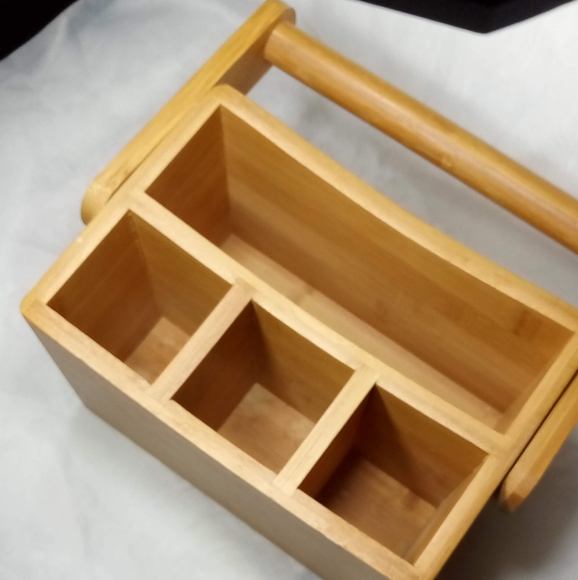 Natural Bamboo Cultery Caddy With Handle - Picture 9 of 10